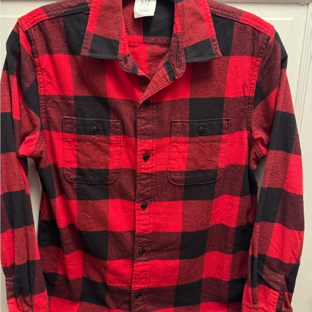 GAP Red and Black Plaid Flannel Shirt